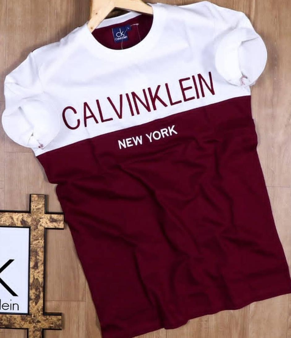 Calvin Klein T-Shirt (Maroon & White)