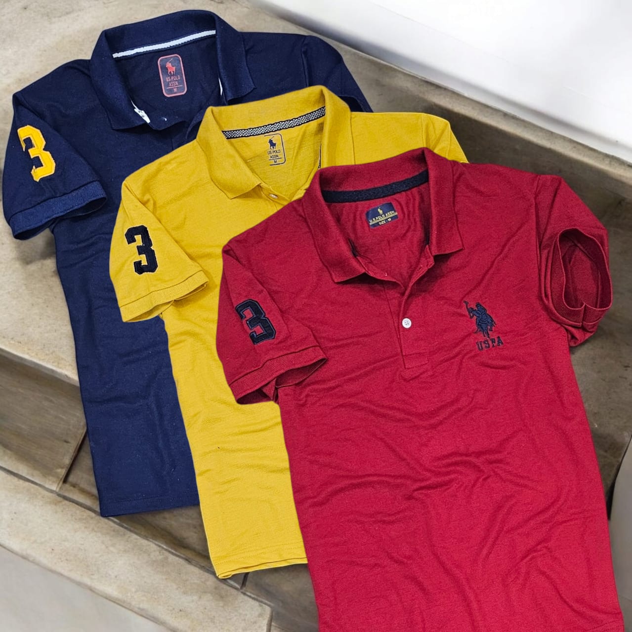 Polo Neck T-Shirt for Men (Multicolor) (Pack of 3)