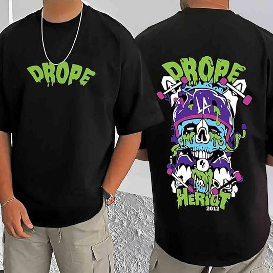 Men Black Graphic Printed Oversized T-Shirt