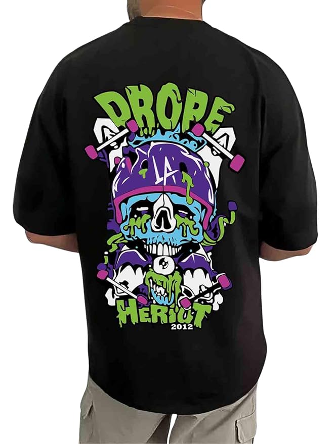 Men Black Graphic Printed Oversized T-Shirt