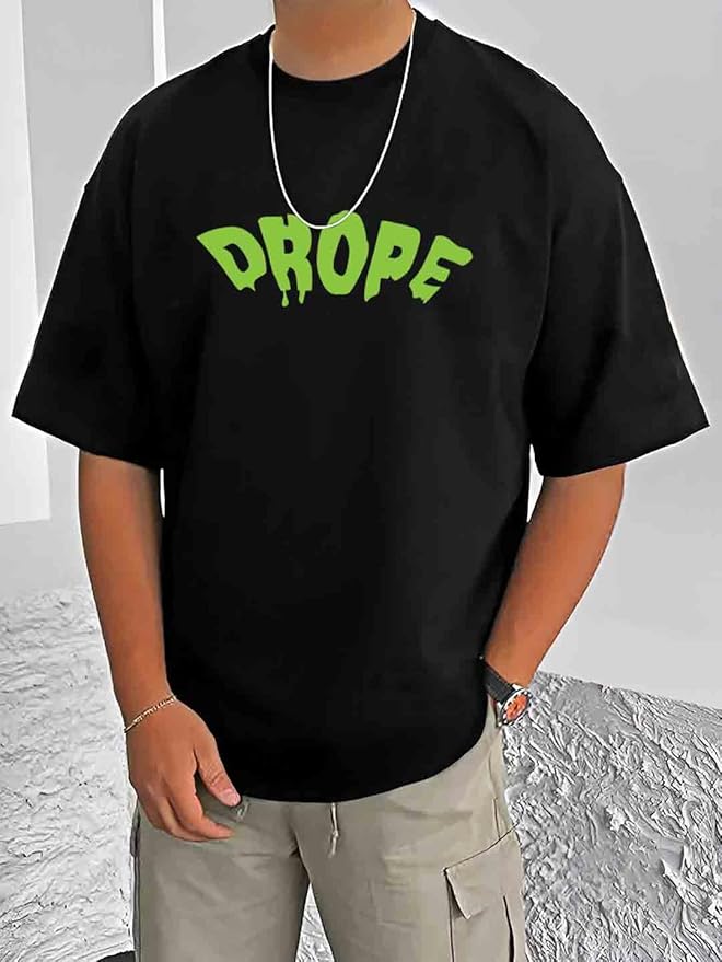 Men Black Graphic Printed Oversized T-Shirt