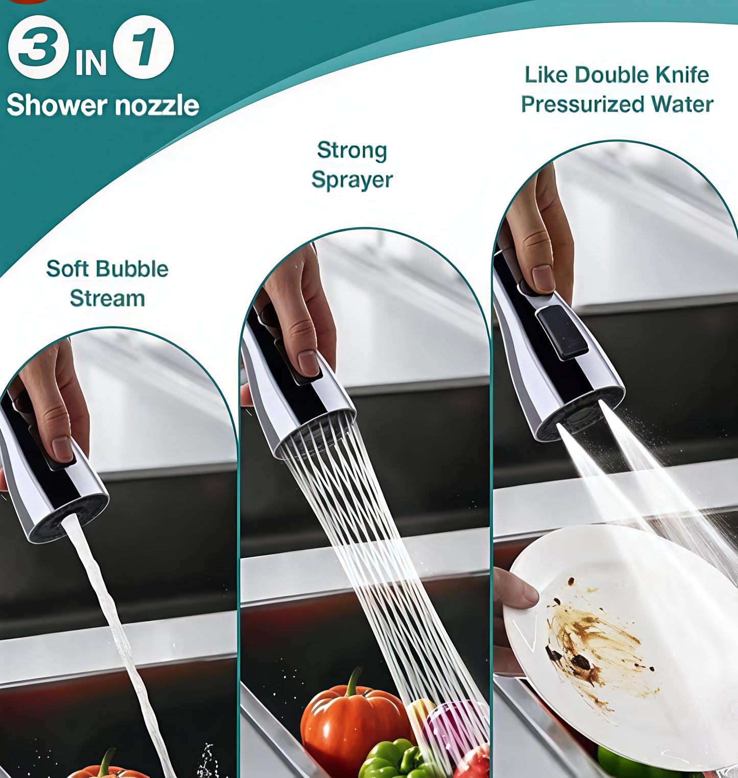 Stainless Steel 360 Degree Flexible tap extender for kitchen sink