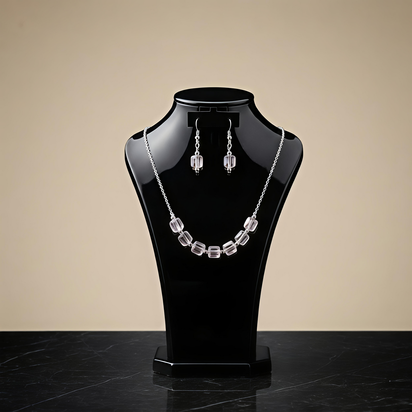Sliver Plated Artificial Stones Studded Jewellery Set