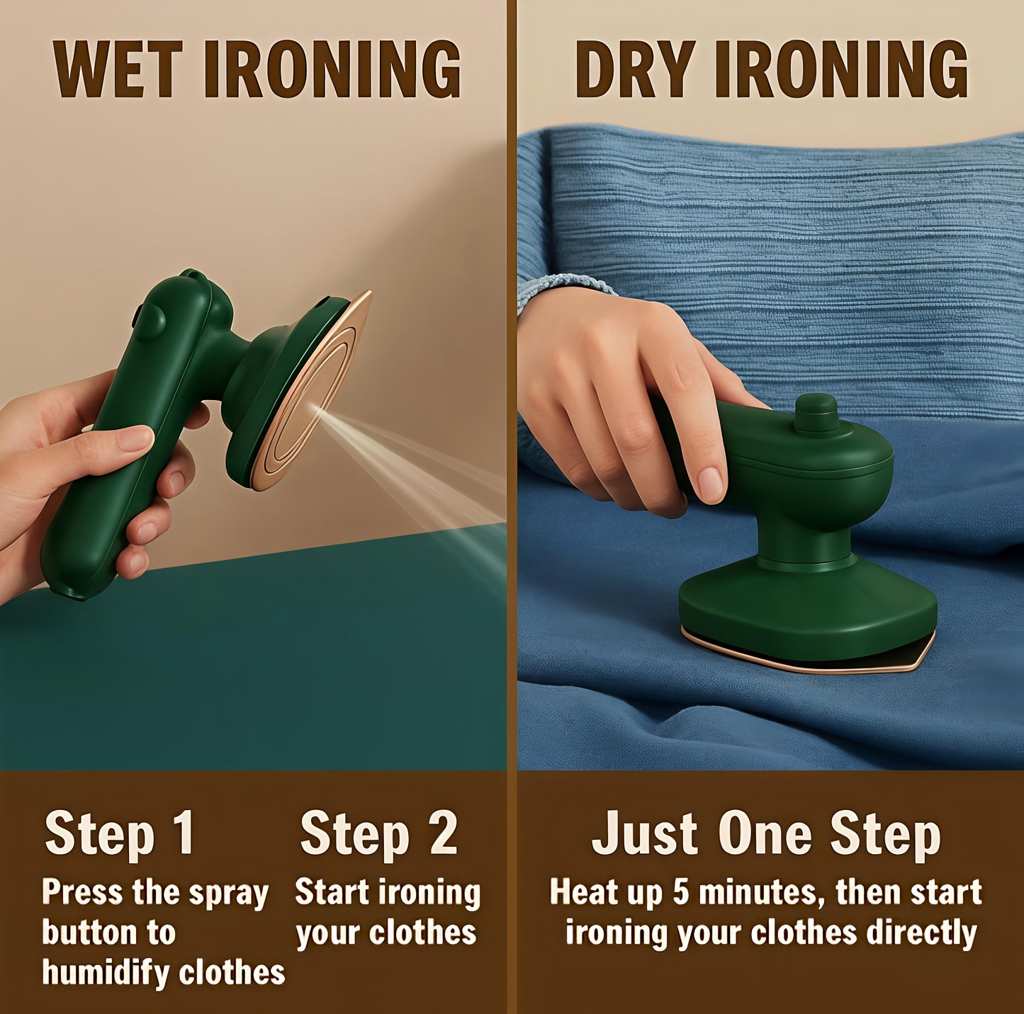 Iron-Travel Steamer Iron for Clothes, Portable Handheld Iron