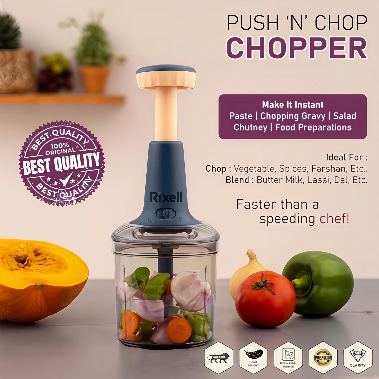 Manual Hand Press Push Chopper