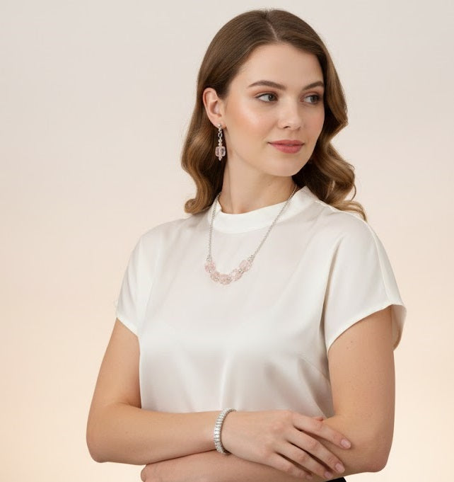 Sliver Plated Artificial Stones Studded Jewellery Set