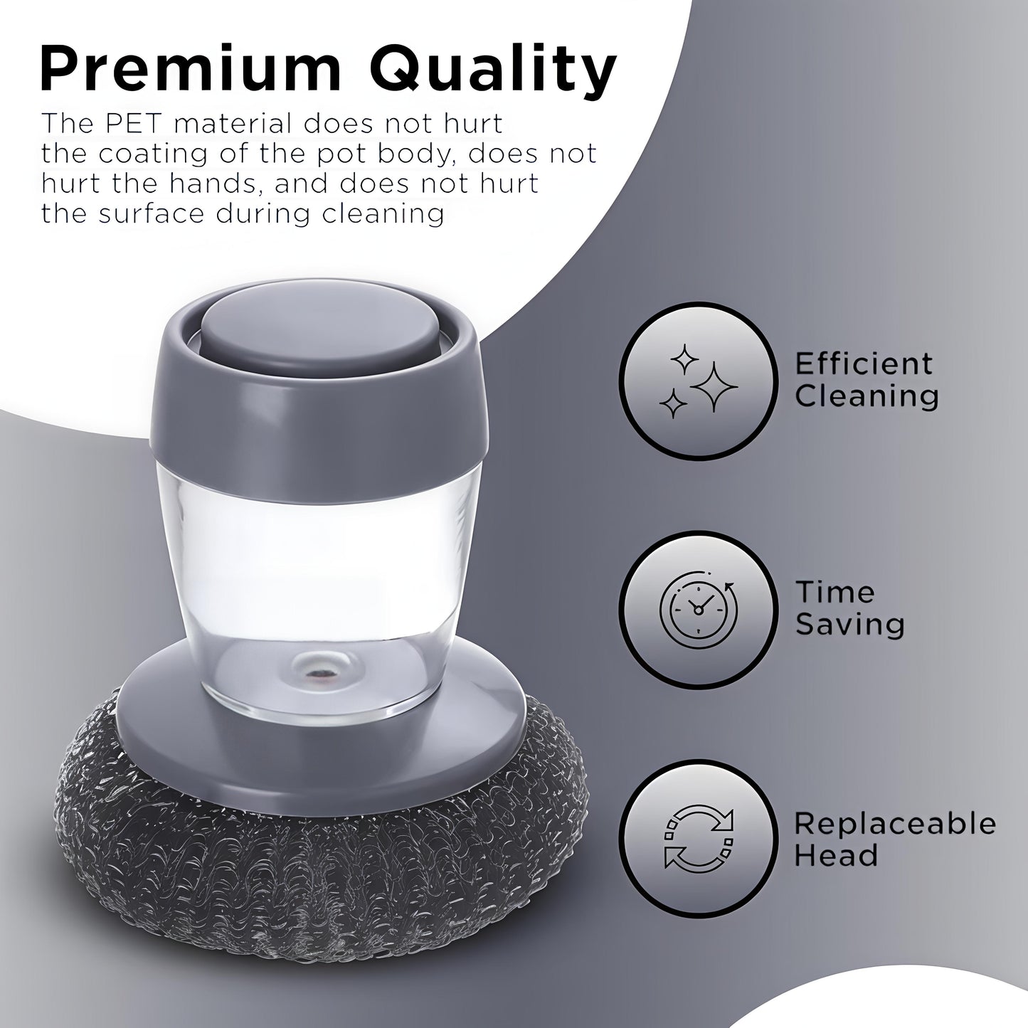 Soap Dispensing Dish Brush, Pressing Cleaning Brush with Built-in Liquid Storage, Dishwashing Lid Pot Brush for Tank Kitchen