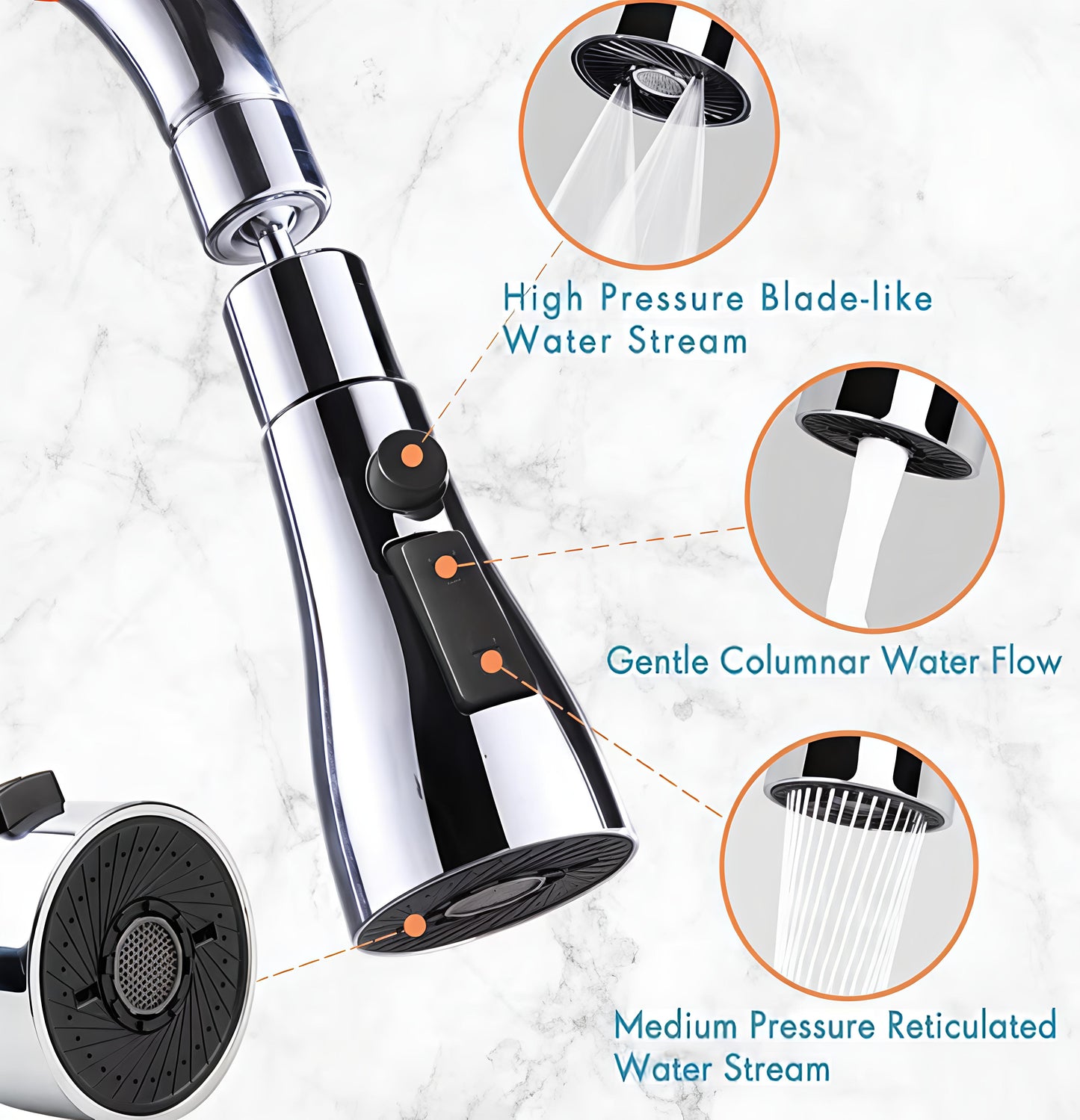 Stainless Steel 360 Degree Flexible tap extender for kitchen sink